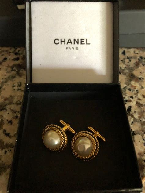 chanel pearl cufflinks